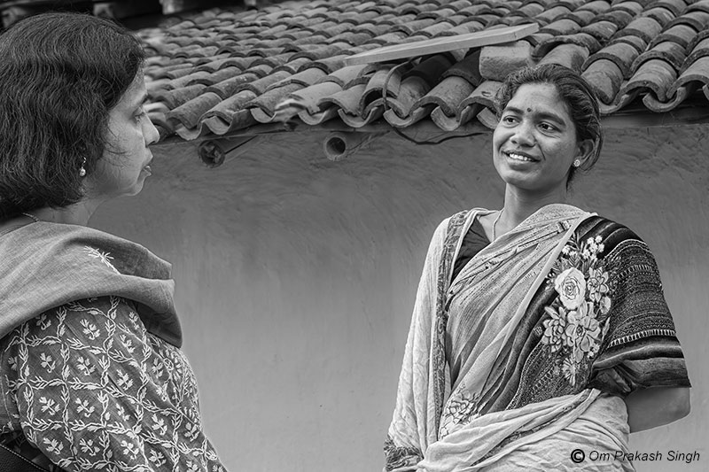 A tribal woman describing her satisfaction with the Jal Jeevan Mission (JJM) outcomes for herself and her family in Gumla district, Jharkhand, India
